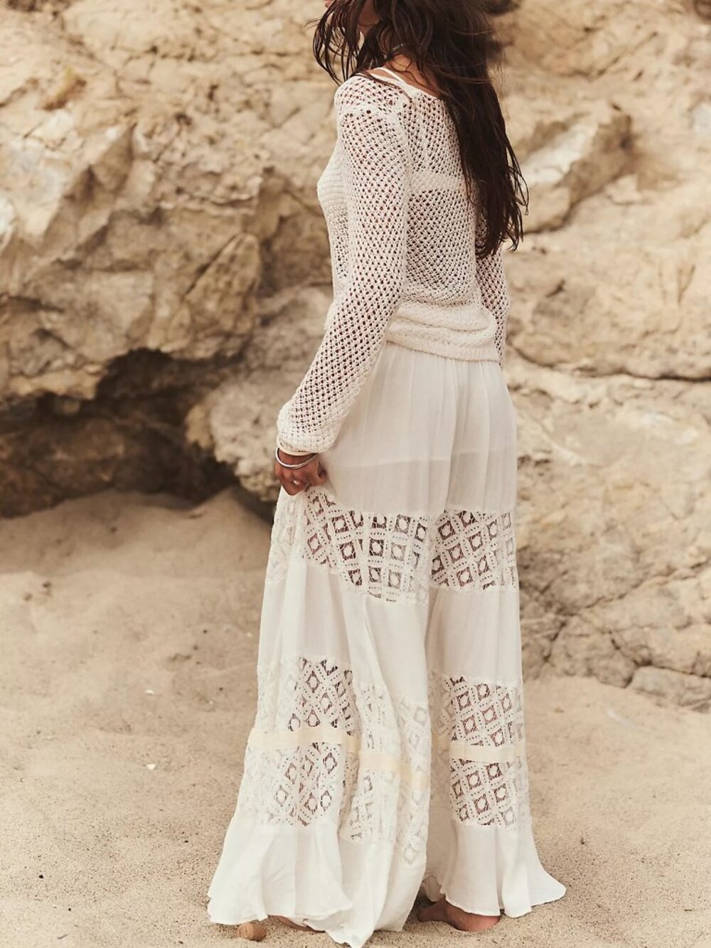 Free People Swept Away Maxi Skirt | Color: Clean Ivory | Size Large - Picture 5 of 7